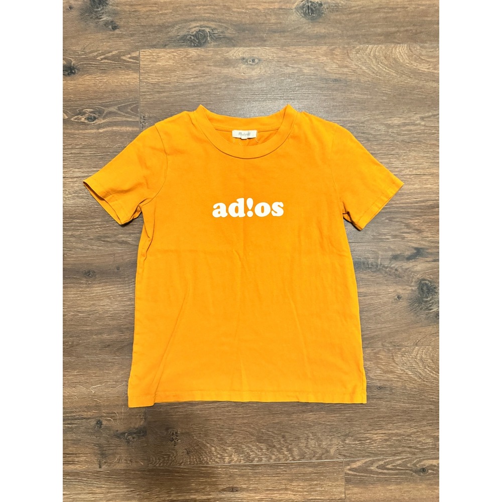 Madewell Womens Adios Graphic T-Shirt Orange Short Sleeve Crew Neck XS